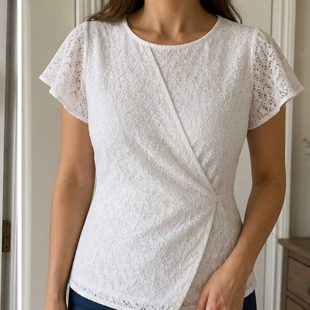 White Ruffle Blouse - Picture 2 of 6